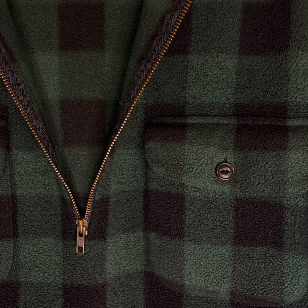 Vintage Gap Men's Green Black Plaid Quarter 1/4 Zip 90s Pull Over Medium Fleece - Picture 4 of 7